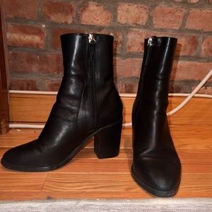 Black Heel Leather Boots Steve Madden